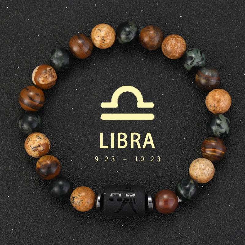 12 zodiac bracelets natural stone cancer virgo leo libra bracelet couples friendship gifts jewelry pulsera hombre