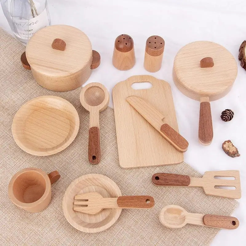 Natural wood fruits and vegetables cook play house simulation color toy preschool kitchenware cognitive wooden kids