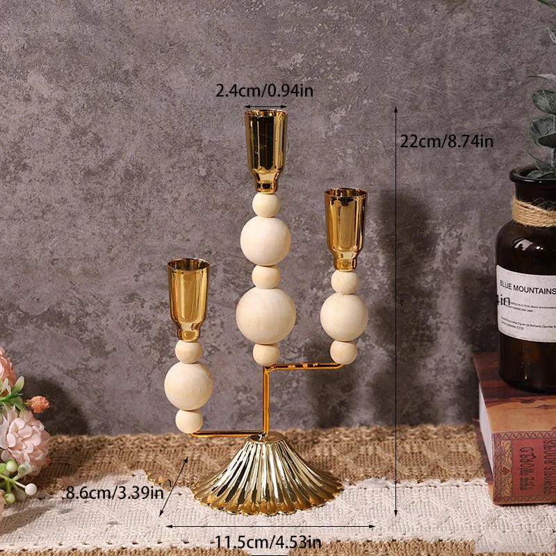Wooden iron candle stand vintage dinner table centerpiece candlestick wedding festival home decoration photography