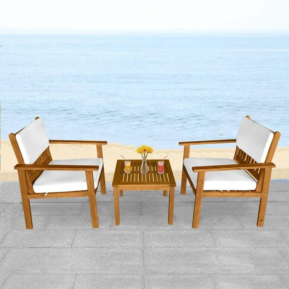 3-piece acacia wood patio bistro set furniture outdoor chat conversation table chair - united states