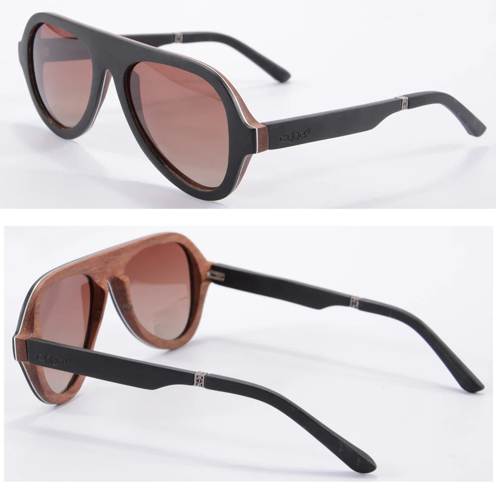 Shinu brand wooden sunglasses men 2023 wood for high quality polarized handmade glasses vintage lenses - ebony g brown