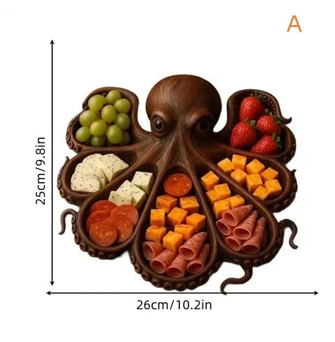 Octopus charcuterie platter design wooden serving tray for cheese board fruit dish kitchen decoration - type