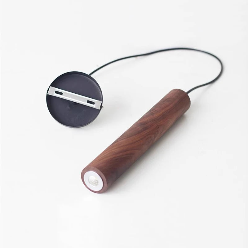 Simple wood lamp bedside pendant lights dining room hanging restaurant living decor walnut light led indoor lighting