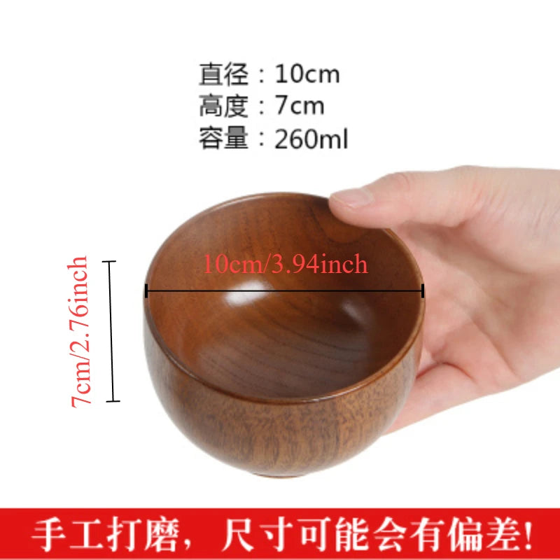 Japanese wooden bowls children drop-proof solid wood large noodle salad ramen bowl vintage household dining room