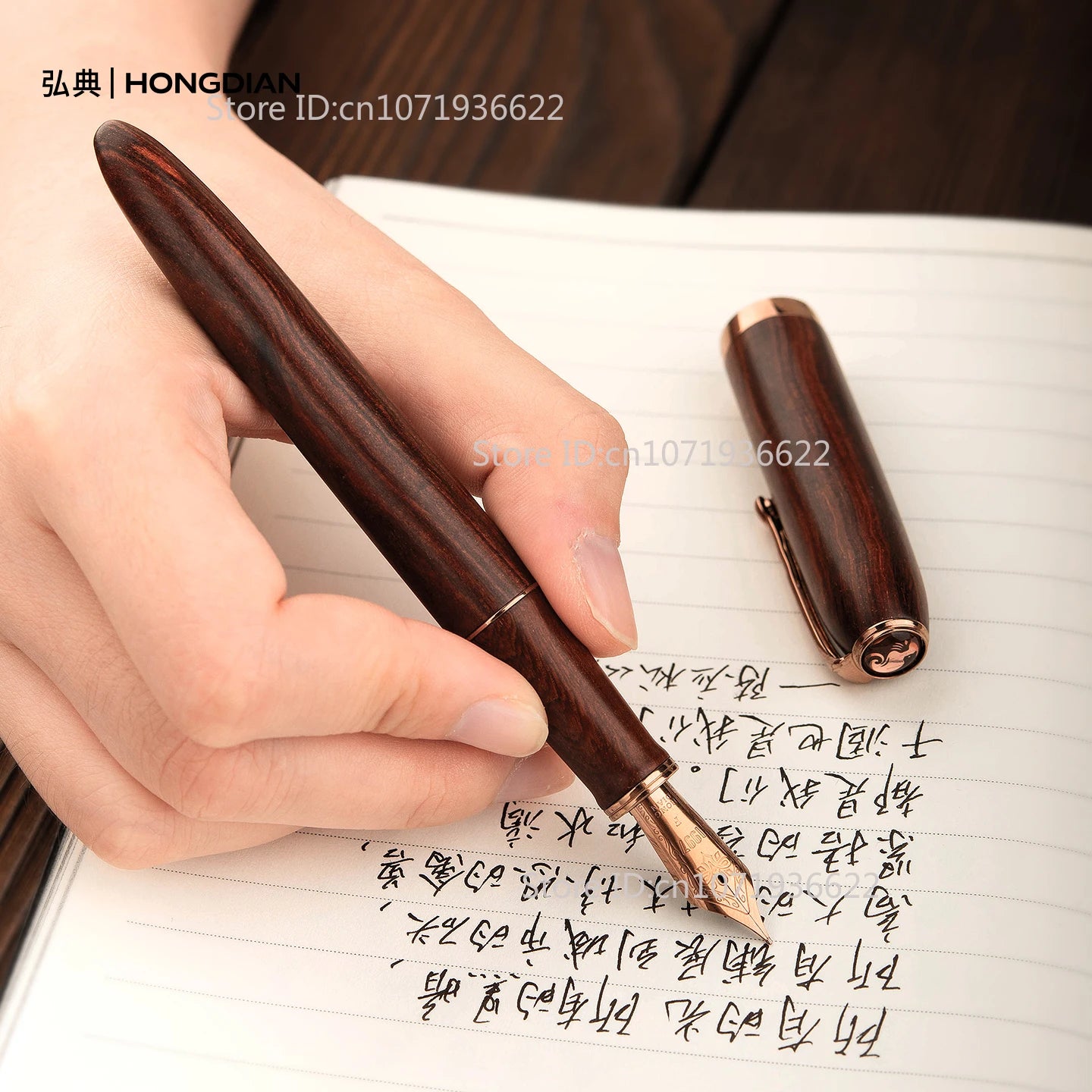 Hongdian a10 log fountain pen magnetic cap premium wood calligraphy ef f nib for writing practice & gifts office