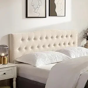 Tufted upholstered headboard queen size sturdy and durable solid wood bed headboard fabric adjustable height from 37