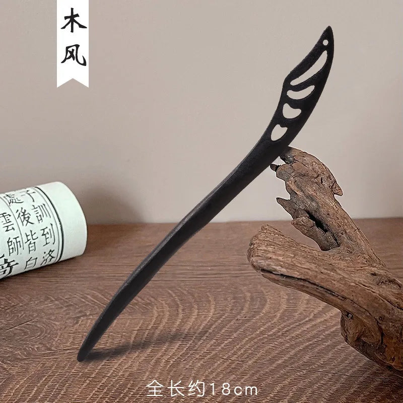 Vintage wooden hair clip black easy to twist hairpin ethnic clothing hanfu accessories girl - 14