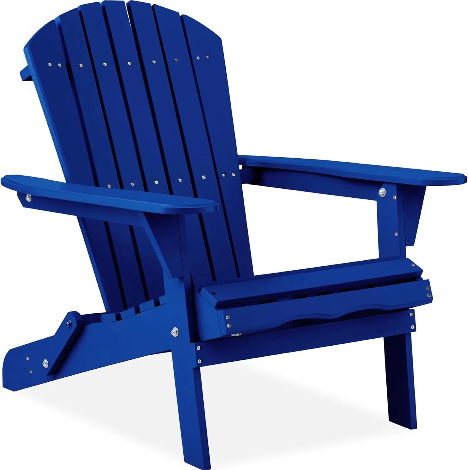 Folding adirondack chair outdoor wooden accent furniture fire pit lounge chairs for yard garden, - cobalt blue / united