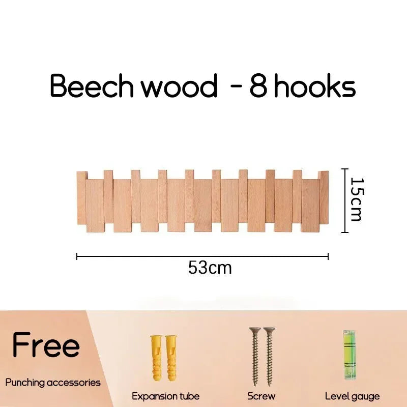 Black walnut coat rack wall mounted solid wood clothes hooks hallway entrance door hanger home decor ds furniture