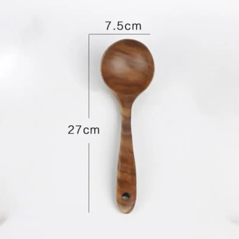 Senior teak cooking spoon acacia wood kitchenware long handled spatula non stick pan heat-resistant easy to clean
