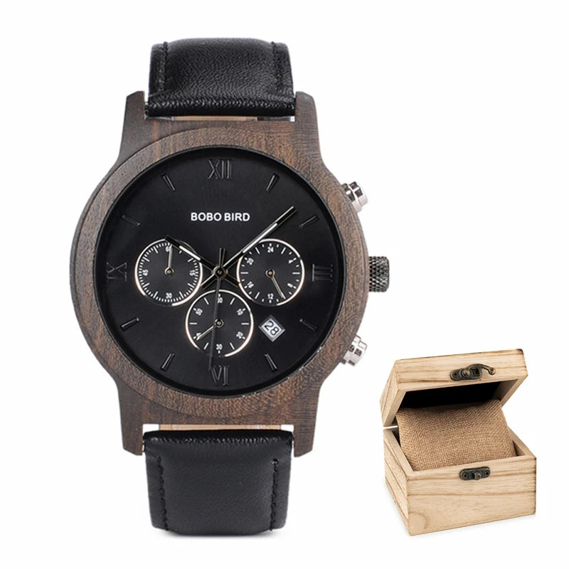 Bobo bird wooden men watch relogio masculino quartz watches timepieces in gift box drop ship - p28-1 / china