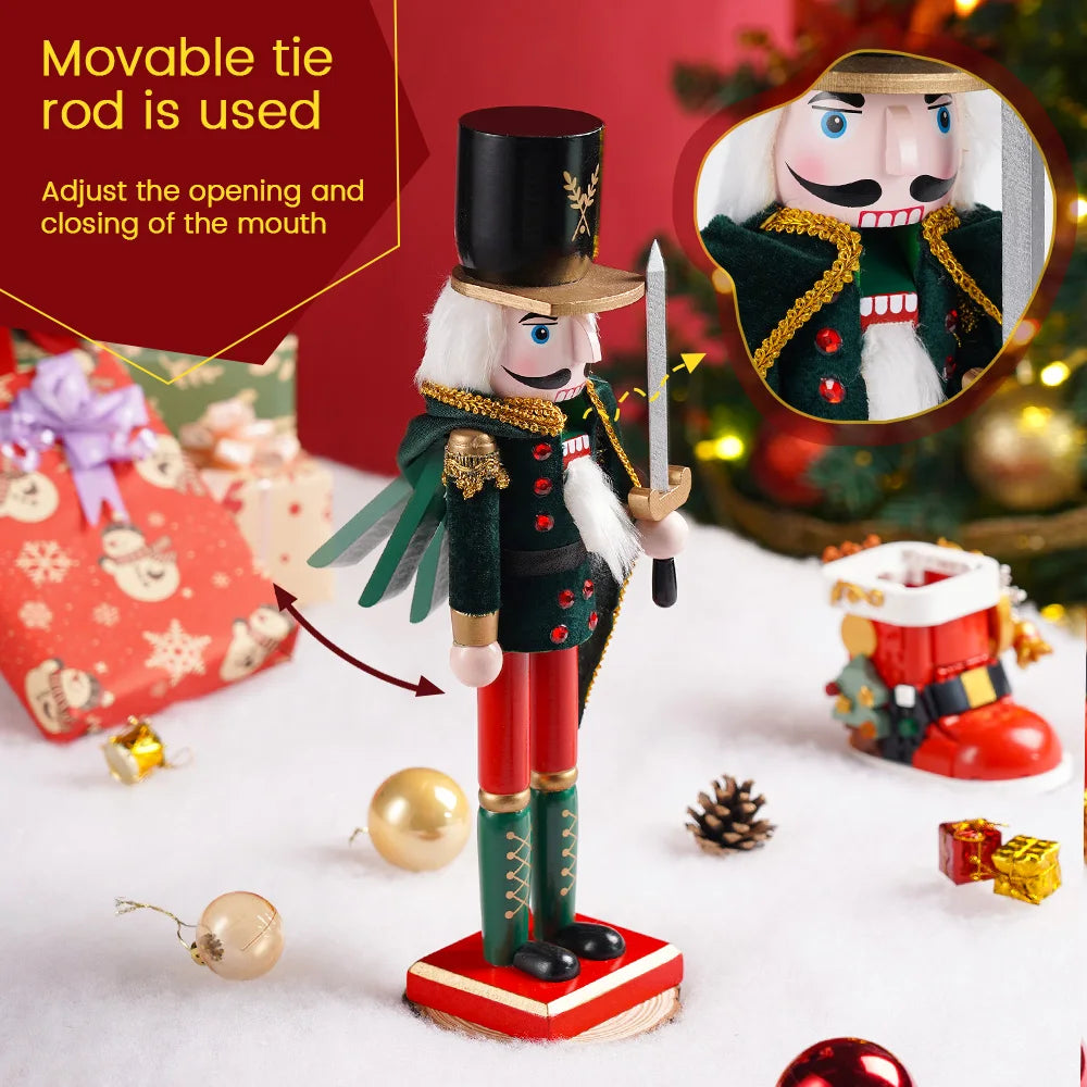 38cm king nutcracker soldier with cloak wooden puppet christmas decor holiday gift home office decoration festive