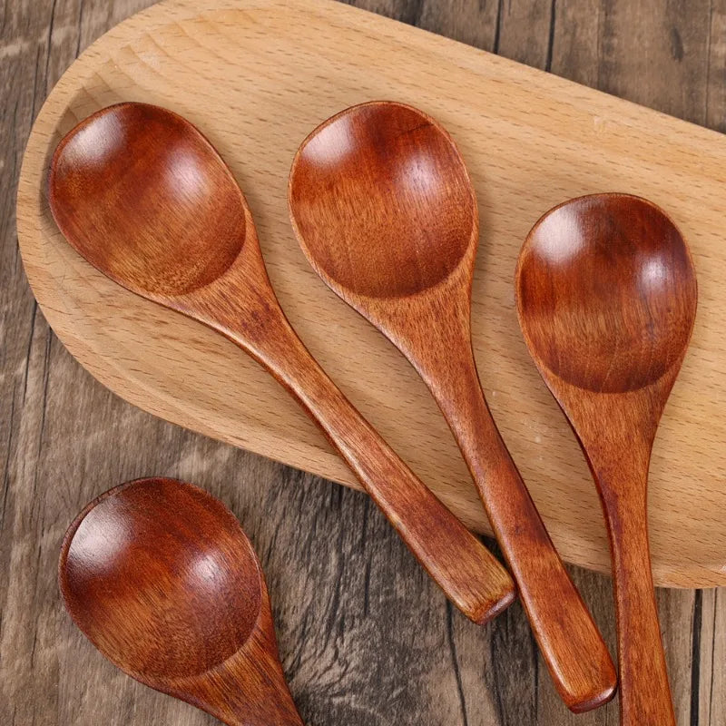 1/20x reusable wooden spoons for dinner coffee milk dessert home kitchen spice condiment salt sugar spoon tableware