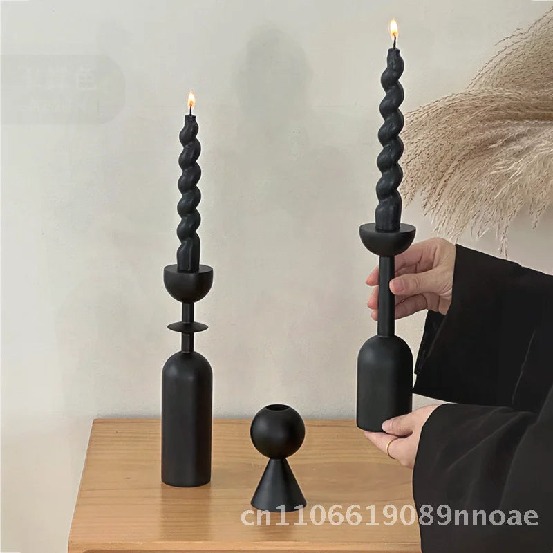 Luxury french style wooden candle holder vintage high-end home living room decoration multi-size options available