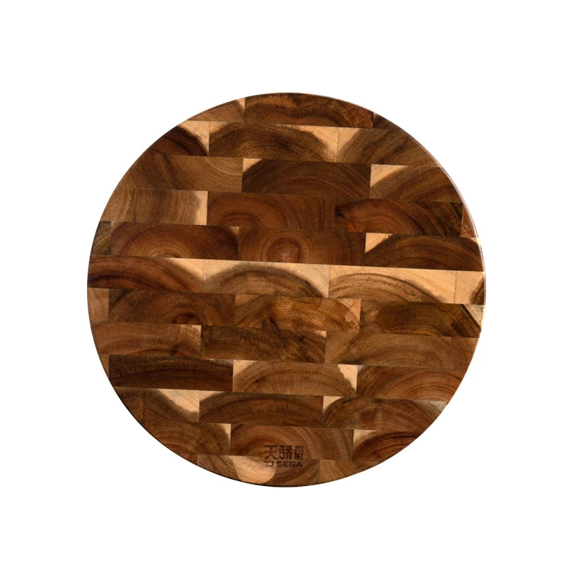 Acacia wood cutting board round end grain chopping block double-sided using wooden cheese butcher food grade kitchen