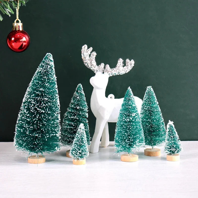8/12pcs mini wooden christmas trees artificial tree for xmas tabletop ornaments decorations 2025 navidad