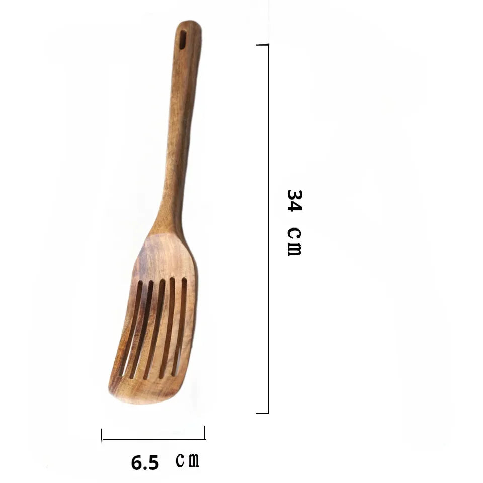 Natural wooden tableware teak wood nanmu spoon extra long leaking soup cooking kitchen utensils - leaky shovel k