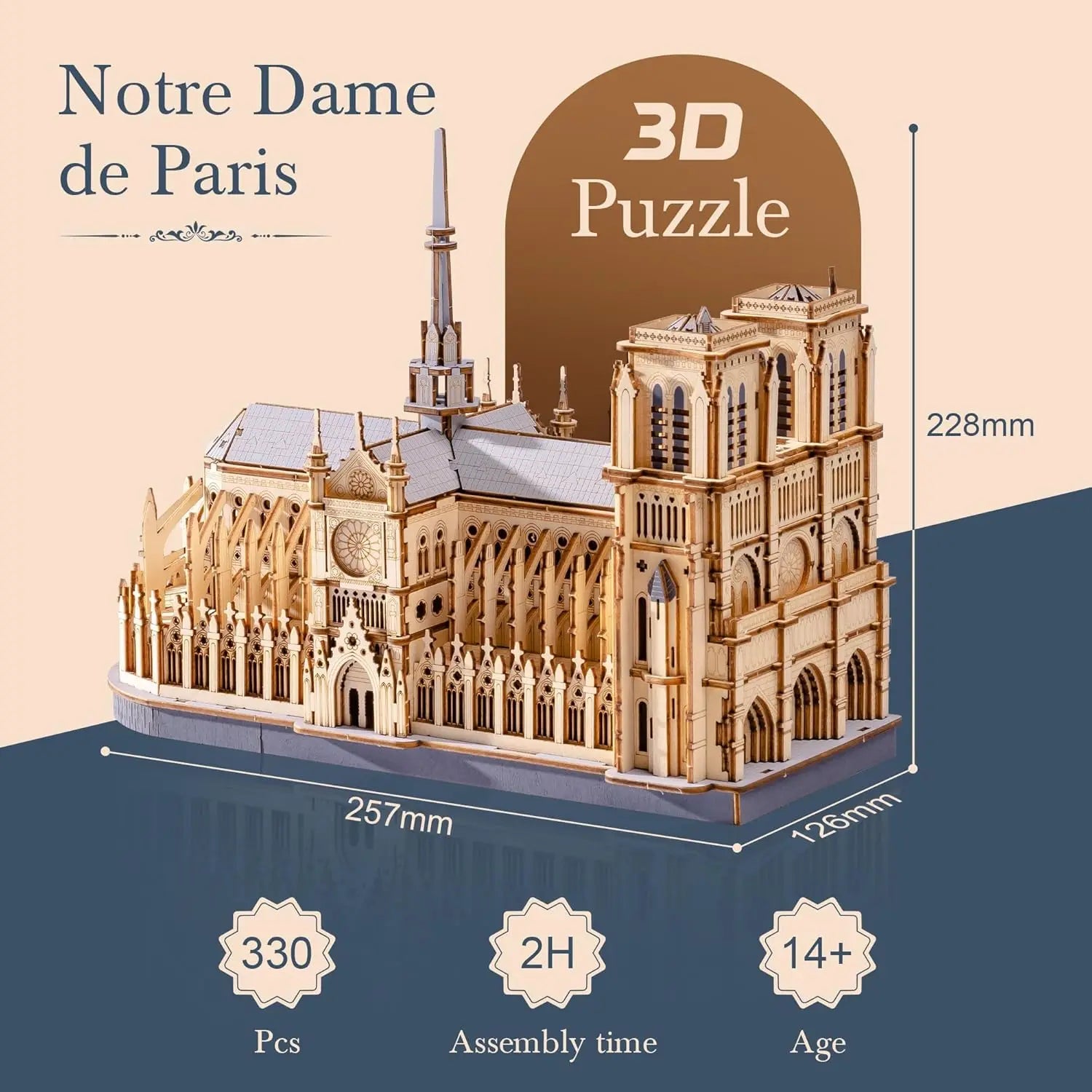 Robotime rokr 3d puzzle paris cathedral wooden model kit for adults to build diy toy building construction craft kits