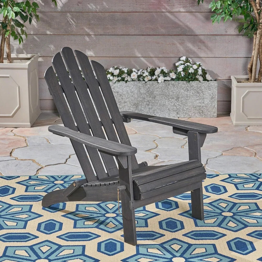 Foldable acacia wood adirondack chair outdoor use blue - united states