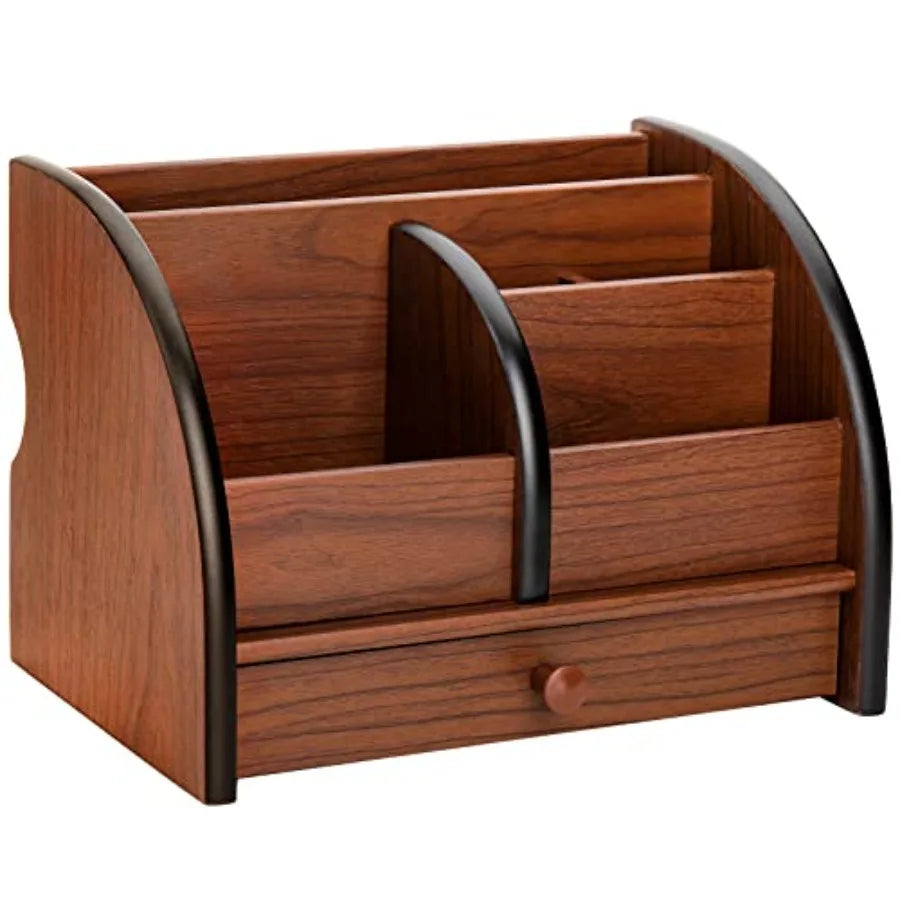 wooden-desk-organizer-with-drawer-remote-control-holder-caddy-makeup-organize-wood-peil-holder-desktop-supplies-and-stationery