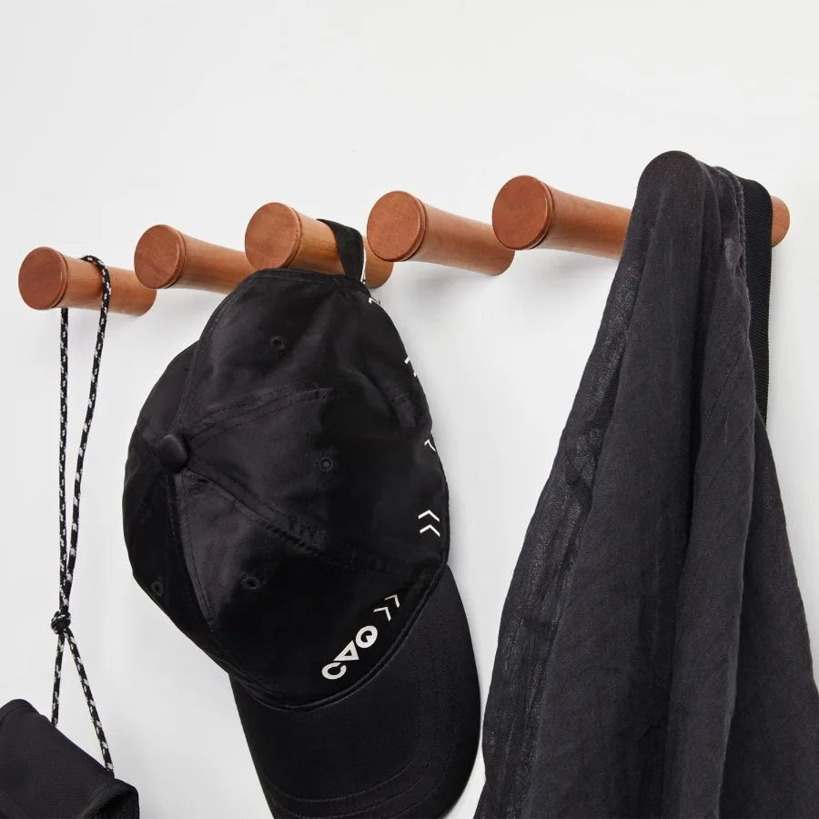 Wood wall hooks hat rack wooden coat mounted decorative single organizer hanger towel cherry2ih 6pack - united states
