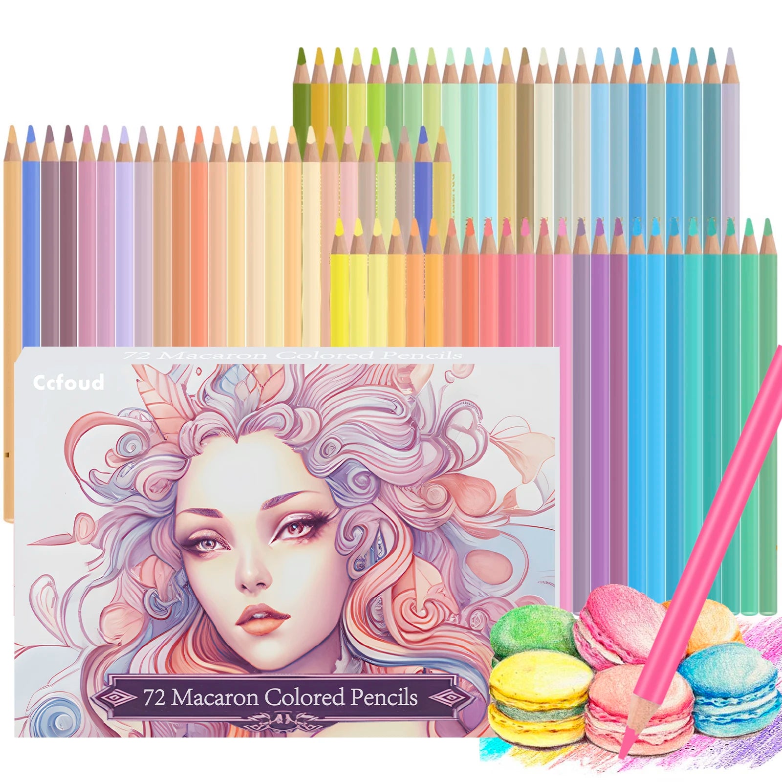 72 piece macaron colored pencils,soft core colors for adults drawing blending sketching shading vibrant - color