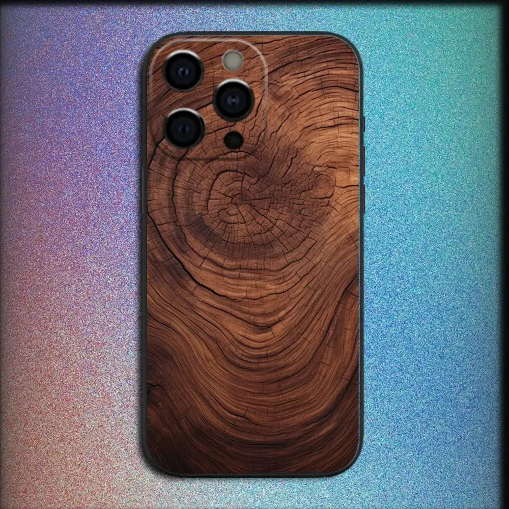 Natural wood phone case for iphone 17,16,15,14,13,12,pro,max,plus,e,se4,air,mini black cover - z1 / iphone12mini