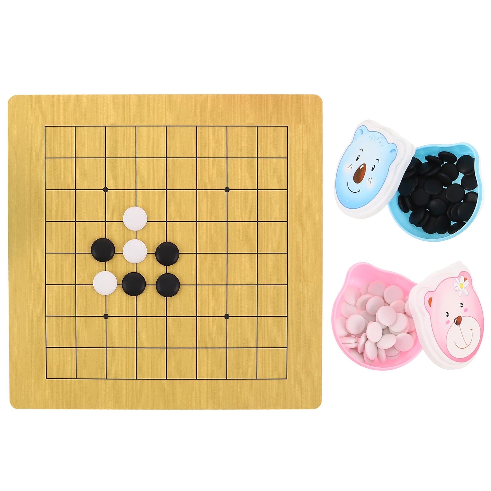 2 sets children’s go game set cartoon chessboard kids weiqi board lightweight portable learning toy unique chess