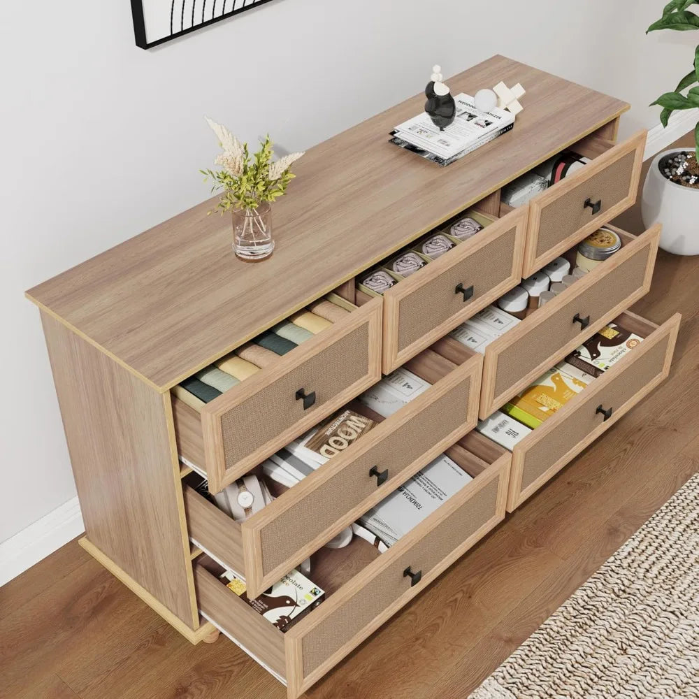 7 drawer dresser for bedroom mid century modern wide wood rustic chest of drawers wooden storage organizer dressers