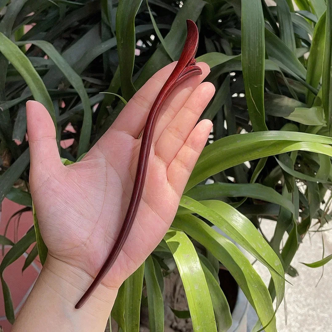 Chinese retro style peach wood handmade carved hairpin hollow out hair stick women styling tools accessories - united