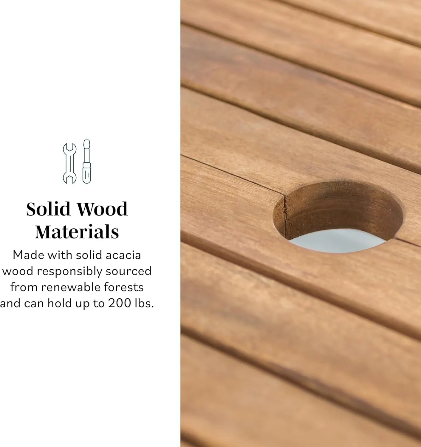 Maui modern solid acacia wood slatted patio dining table 78 inch brown - united states