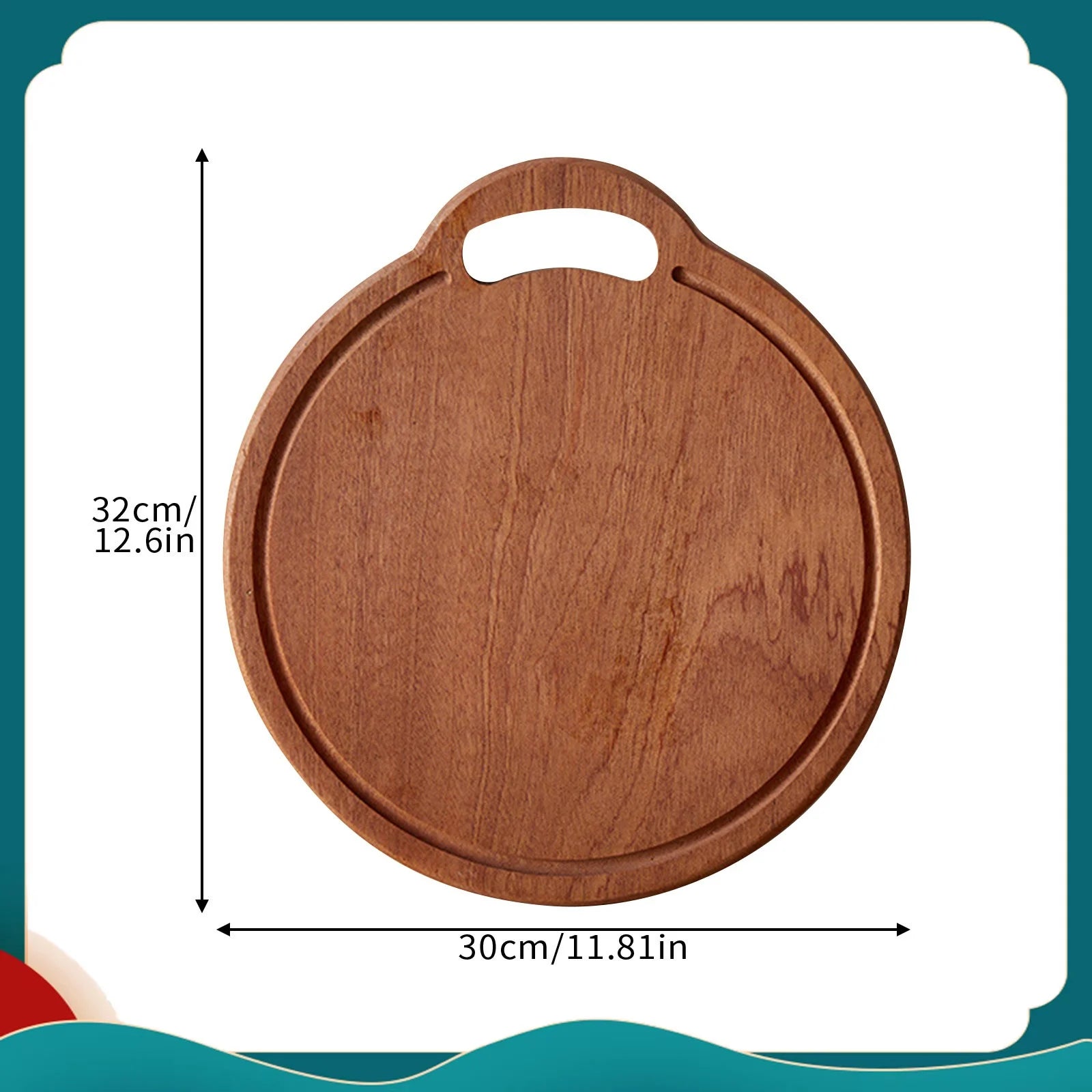 Carved wooden cutting board fruit water cup children’s dining plate steak - 32x30x2cm / one size