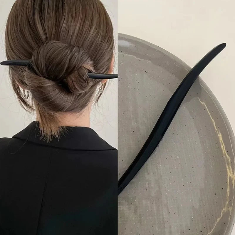 Vintage wooden hair clip black easy to twist hairpin ethnic clothing hanfu accessories girl - 6