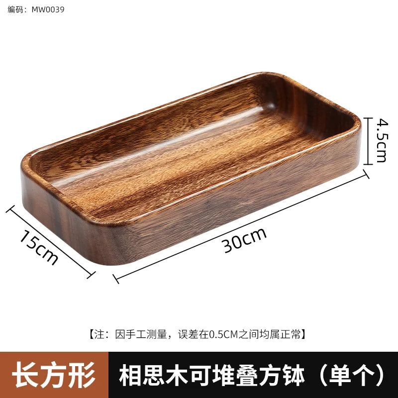 Solid wood tray acacia premium kung fu tea small fruit snacks nuts dessert plate desktop storage tableware - d