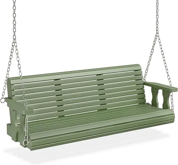 Heavy-duty wooden porch swing bench for outdoor courtyard and garden 880lbs capacity with hanging chains - united