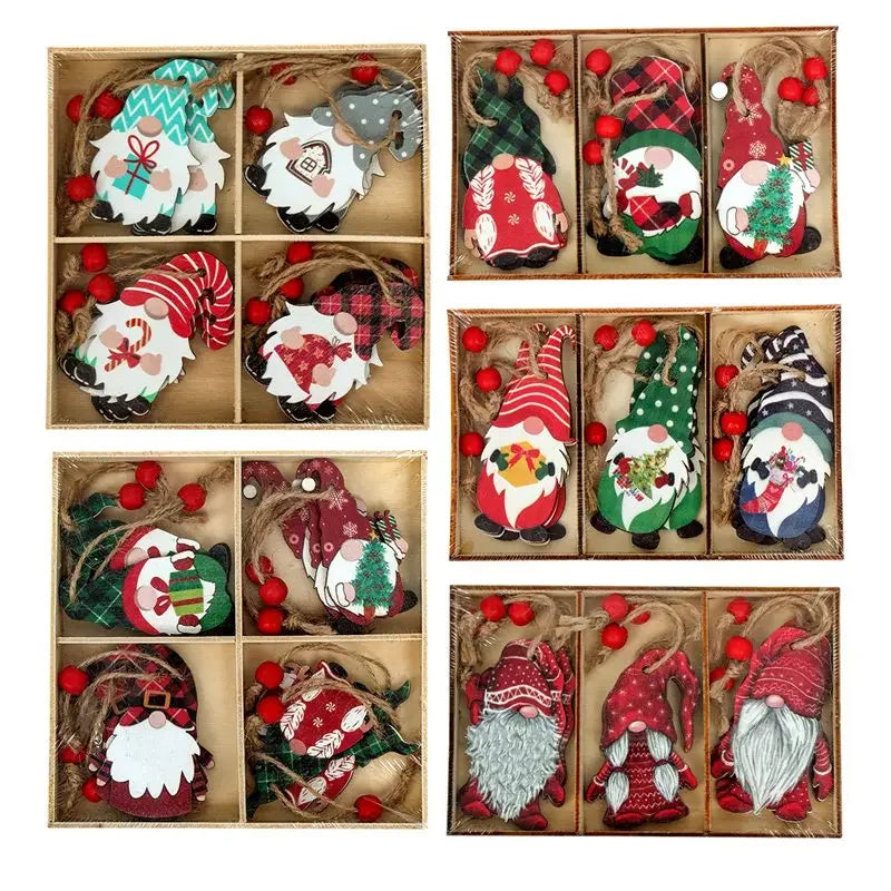 Christmas gnomes wooden pendants merry decorations for home 2025 xmas tree ornaments navidad new year gift