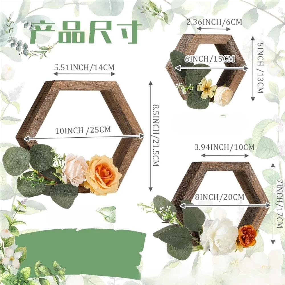 Christmas wooden hexagon frame candle holder wedding table centerpieces countryside style garland candlestick tung wood