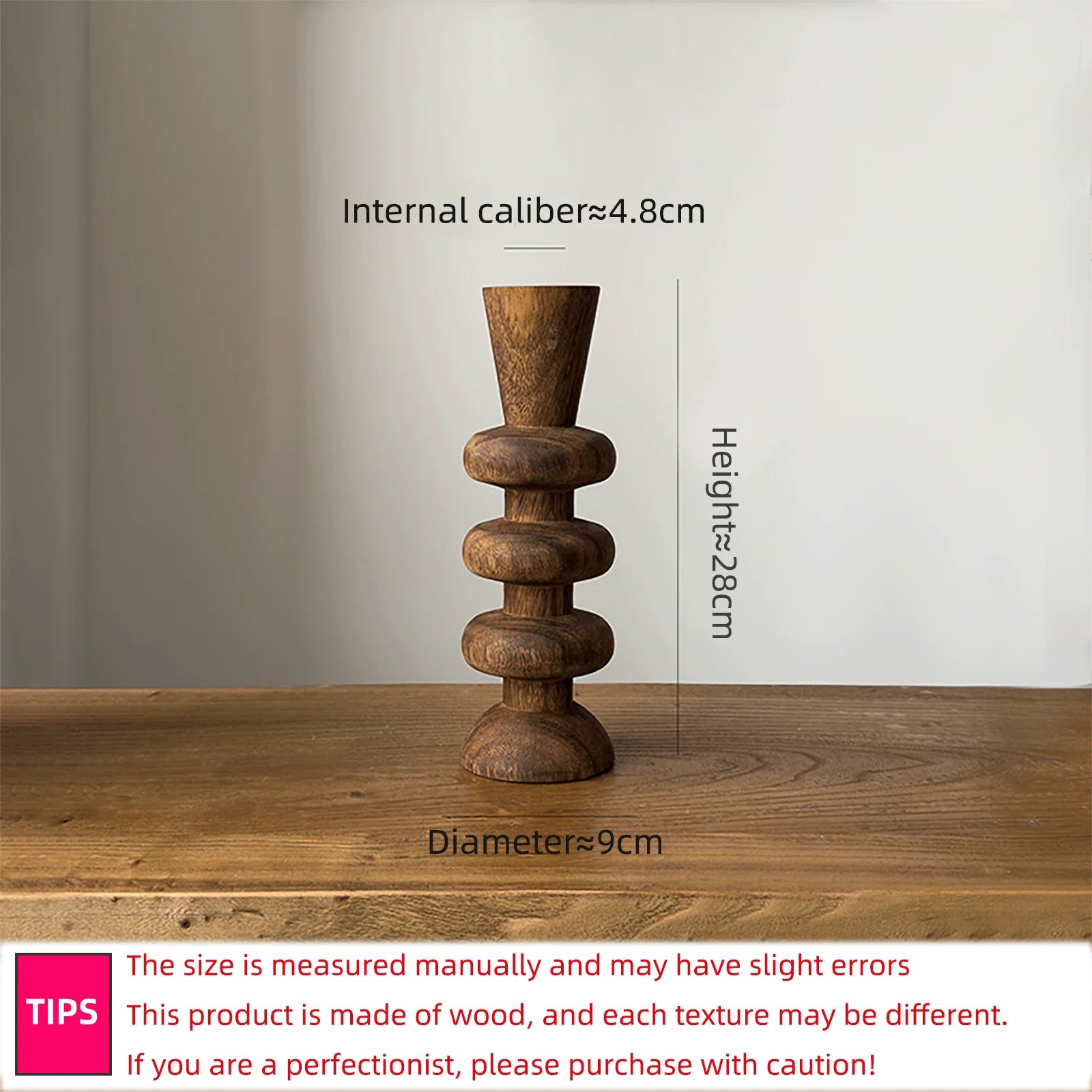 Walnut geometric ring candle holder ornament hotel natural wood color scented home decoration accessories centre