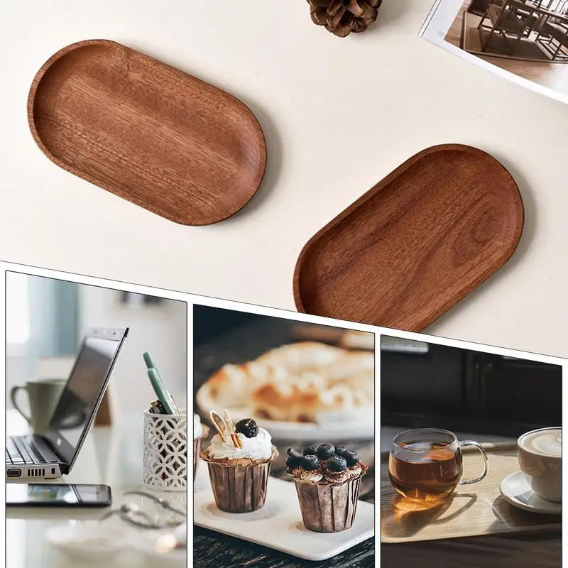Wooden decorative tray oval platter wood grain design serving trays board for coffee shop home work area
