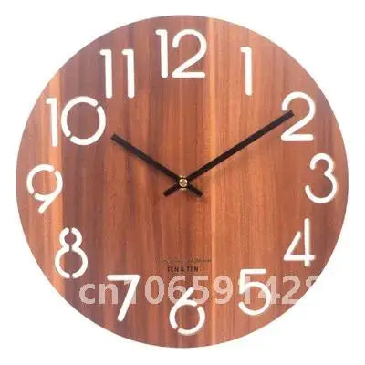 Nordic retro wooden wall clock corridor living room decoration solid wood quiet clocks hanging watch cafe store home