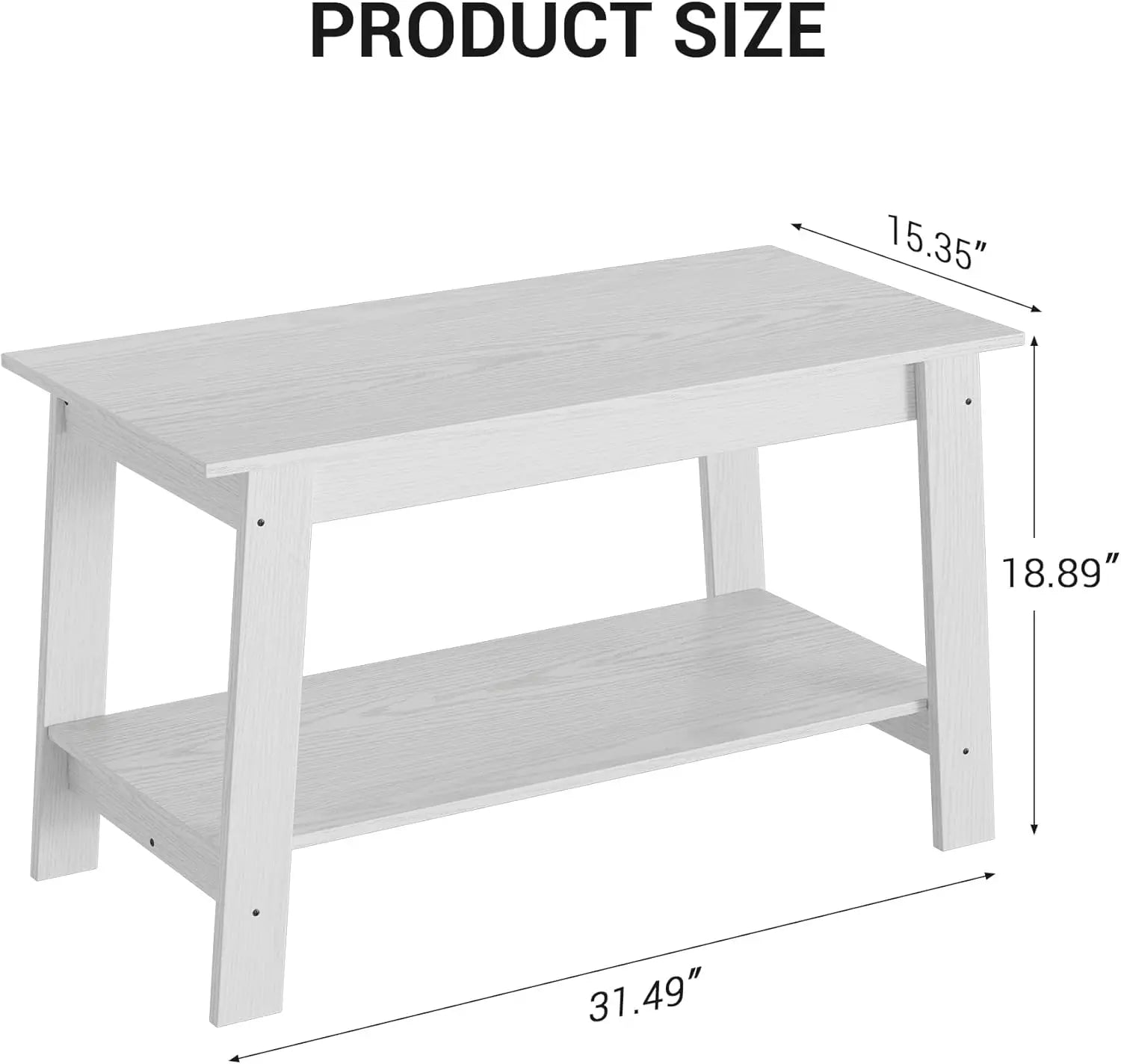 Coffee table rustic tables for living room outdoors home office bedroom wood with 2-tie - whtie / united states