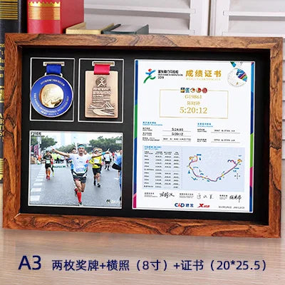 Wooden medal display frame marathon bae creative picture stand storage organizer modern simple sle rectangle - original