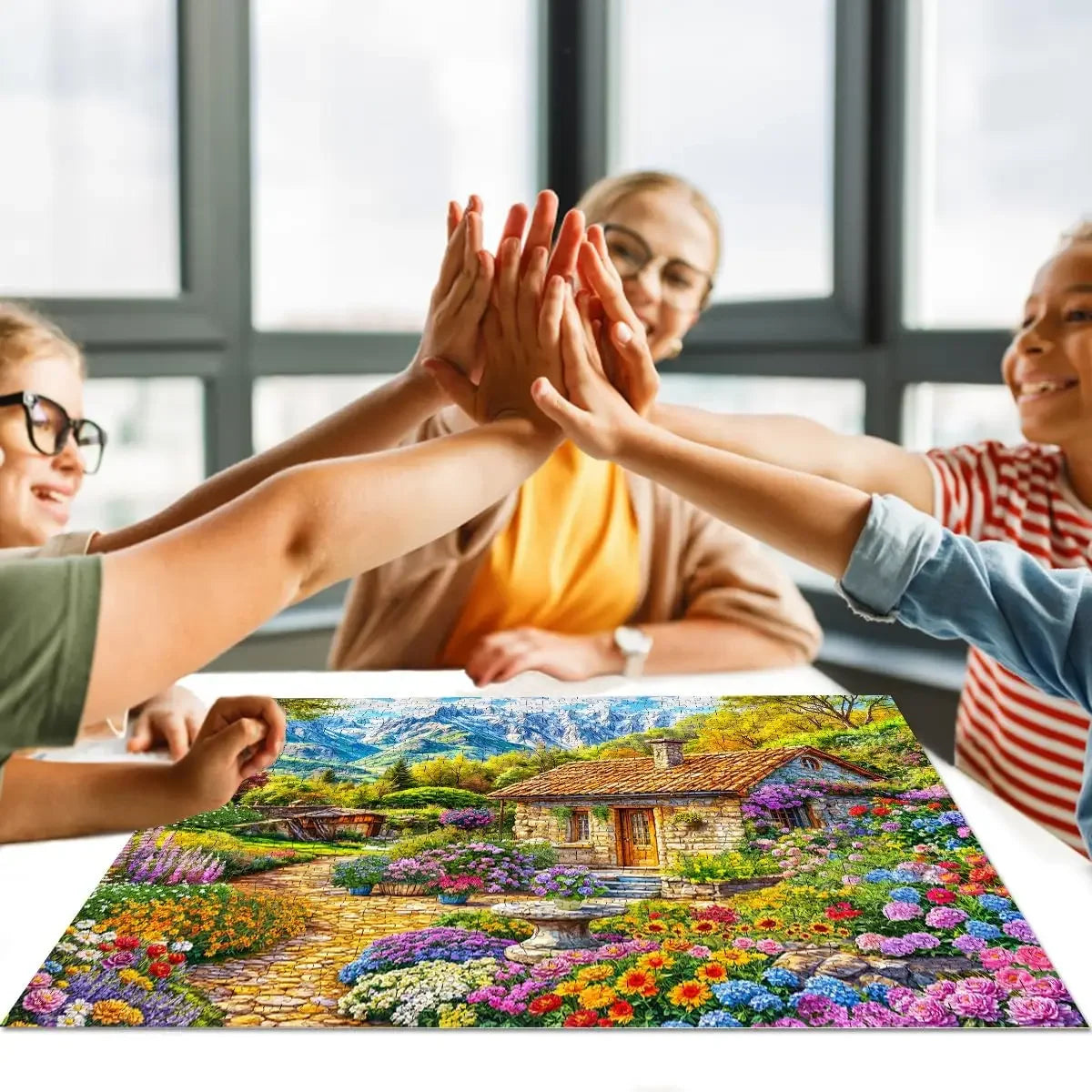 Flower house in mountains puzzles wooden jigsaw 120/300/500/1000 pieces educational toy for adults/kids birthday gift