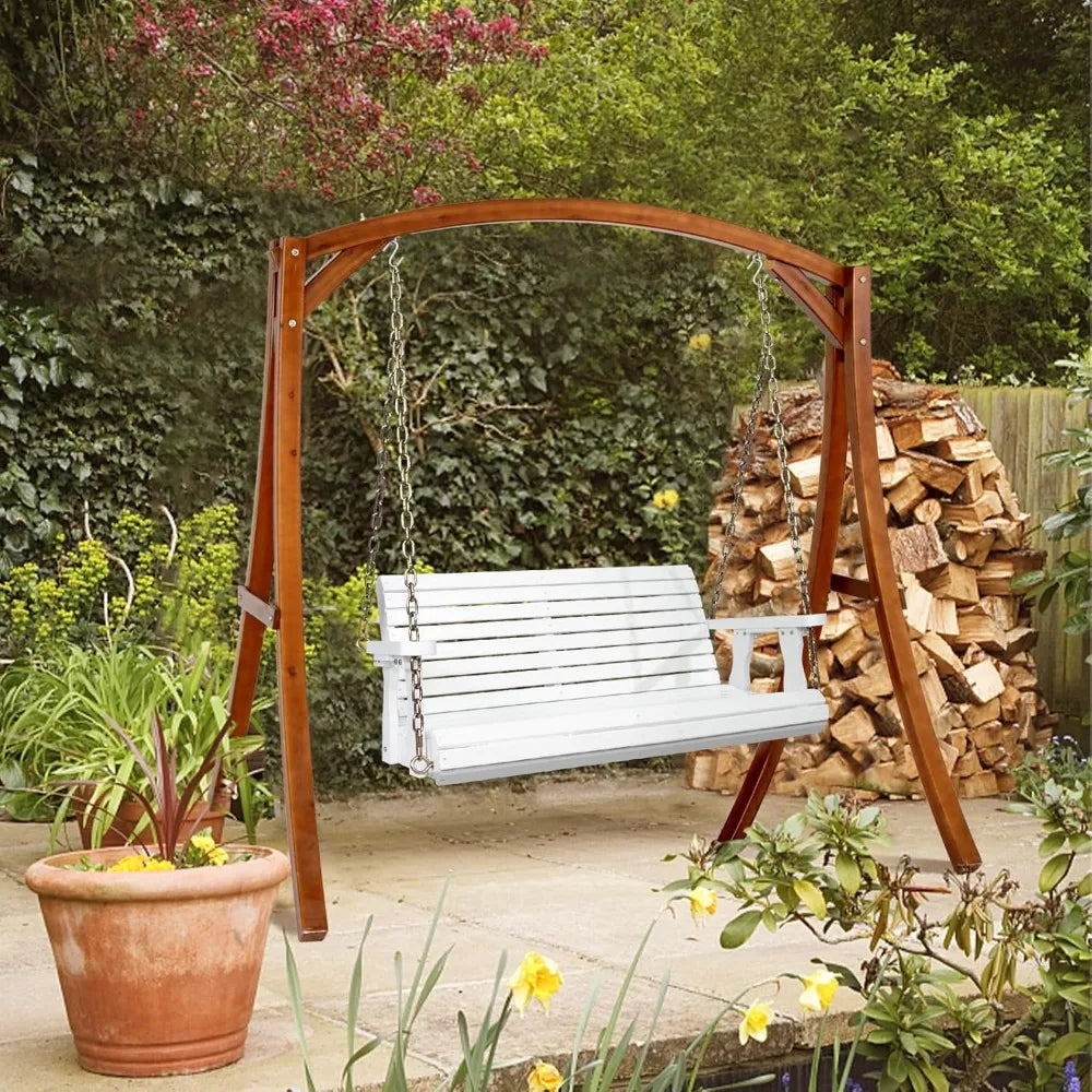 Heavy-duty wooden swing bench for patio garden and courtyard - 880 lbs capacity with hanging chains outdoor relaxation