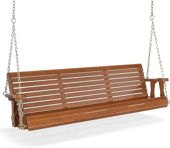 Upgraded patio wooden porch swing for courtyard & garden heavy duty 880 lbs chair bench with hanging chains outdoors