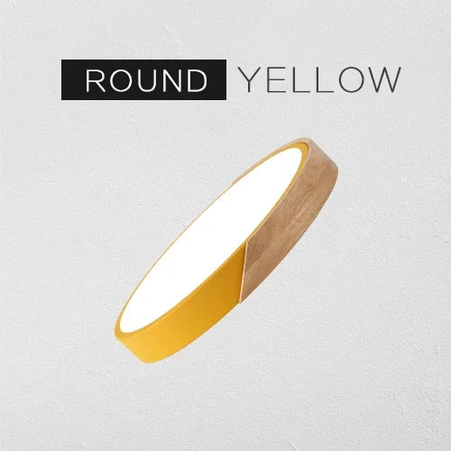 Led ceiling light modern nordic round lamp wooden home living room bedroom study surface mounted lighting fixture