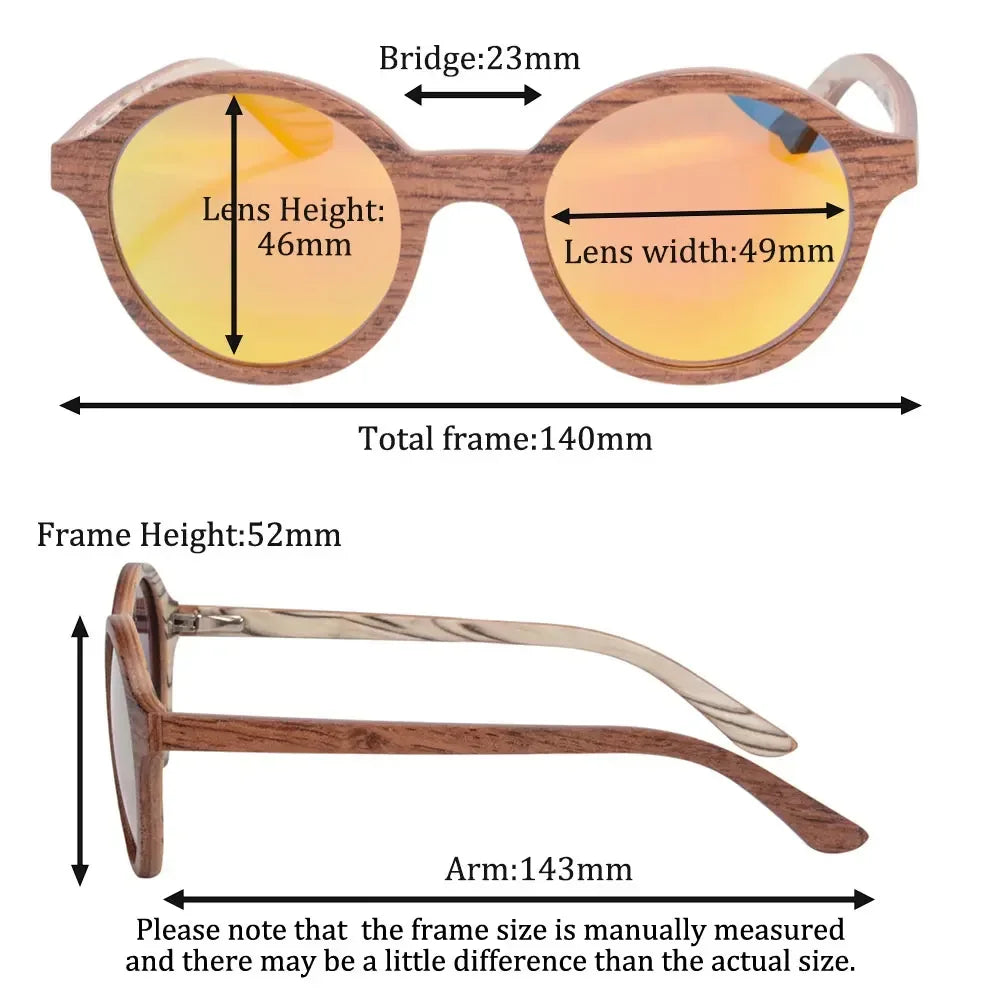 Shinu brand round sunglasses women wooden polarized lenses fashion trend 2024 cycling sunglass 73017 - orange lens