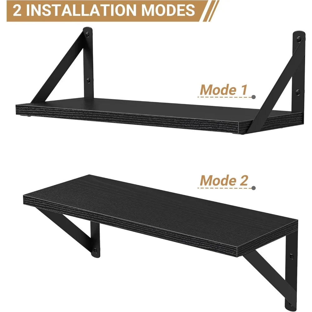 Floating shelves for wall 16 inch long wood set of 3 mounted hanging shelf bathroom bedroom kitchen, - united states