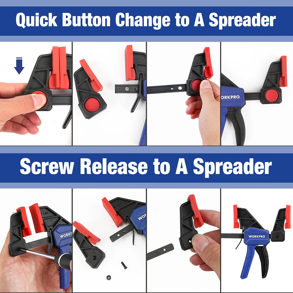 Workpro 4 piece bar clamp set woodworking work f clip 4.5-inch & 6-inch diy carpentry hand tool gadget - united states