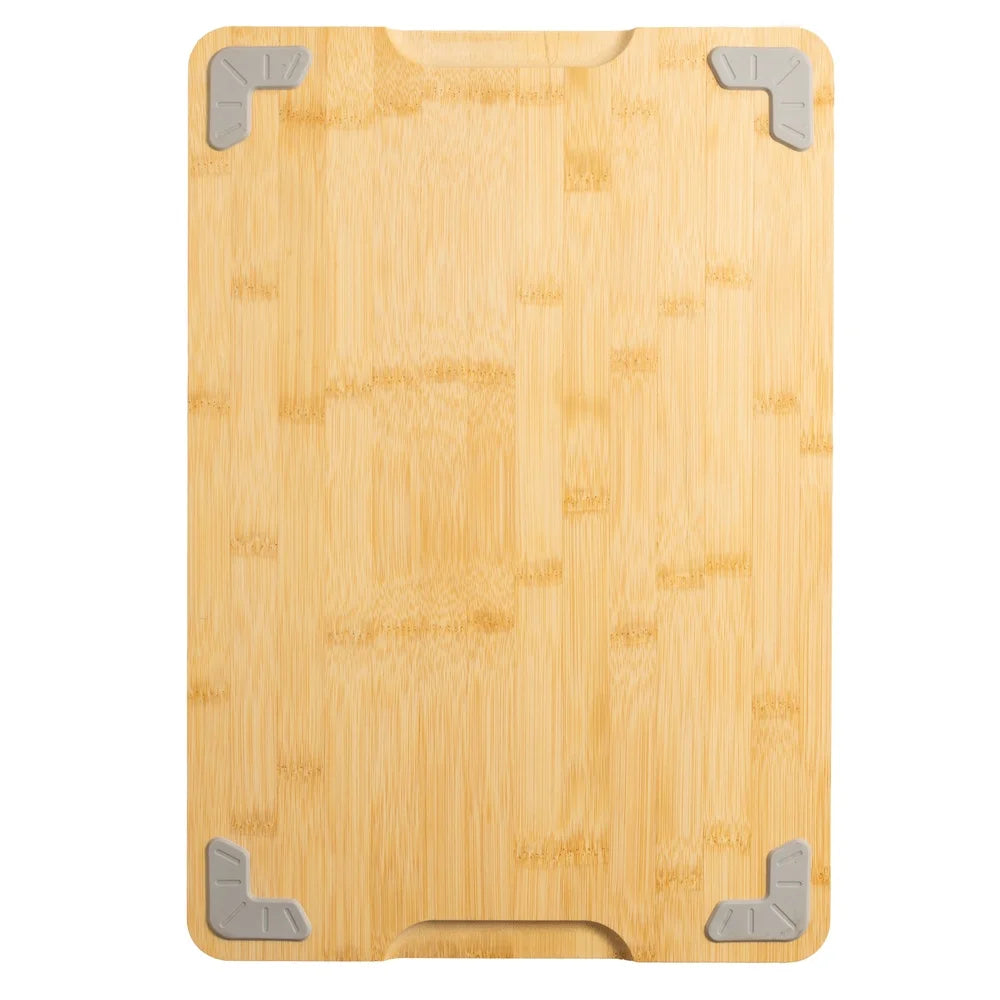 Non-slip bamboo cutting board with juice groove built-in handles eco-friendly kitchen essential durable food prep tool